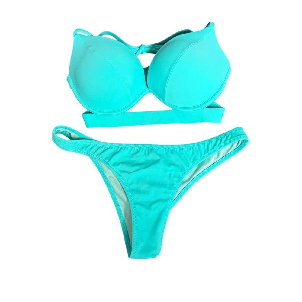 Victoria's Secret Hottie Itsy Bikini Set Turquoise 32D Top/ S Bottoms
